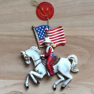 Ornament Horse Cowgirl US Flag